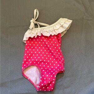 Pink Polka Dot Ruffle Swimsuit vintage
